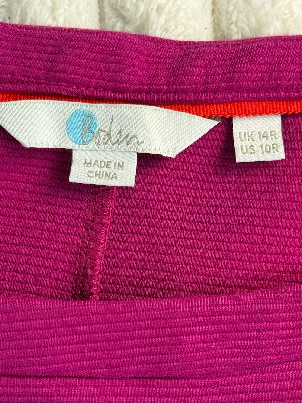 Boden Hot Pink Cornelia Ottoman Ribbed Knit Dress Pockets Size 10R‎
